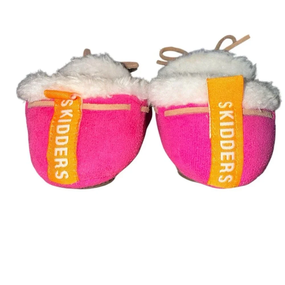 Skidders Pink Faux Leather Moccasins Baby Toddler Size 12m Slippers Shoes